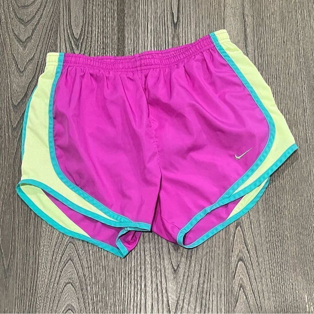 Nike Womens Purple Teal Elastic Waist Dri-FIT Track Shorts Size XS
